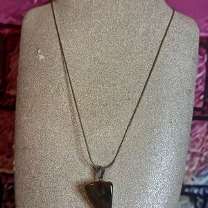 925 Silver Chain 16” Tigers Eye Stone Pendant